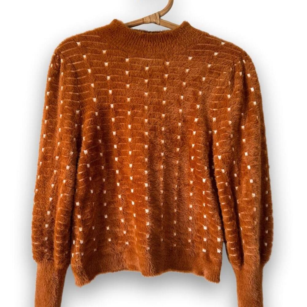 Ann Taylor Polka Dot Jacquard Balloon Sleeve Sweater $98 Holiday Coquette Glam